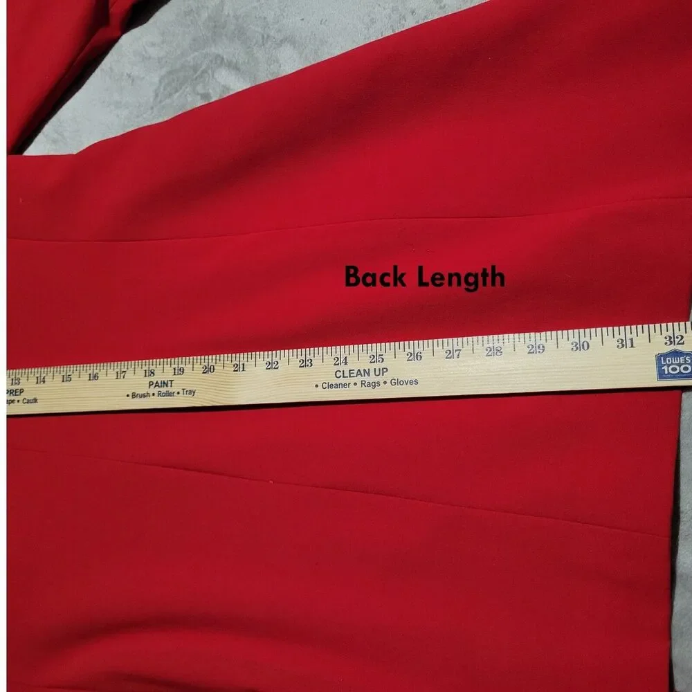Tahari Arthur S. Levine Red Topper Jacket Coat Collarless Long Blazer Size 4 - Picture 14 of 15